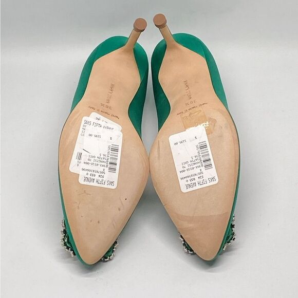 Manolo Blahnik Hangisi 70MM Embellished Satin Pumps size 36.5 - Picture 11 of 12
